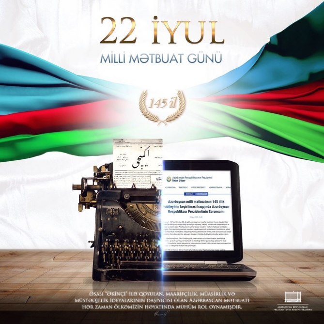 Prezident İlham Əliyevin rəsmi “Facebook” səhifəsində Milli Mətbuat Günü münasibətilə paylaşım edilib